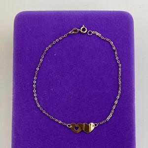 💛 Classic 10k Gold Double Heart Bracelet